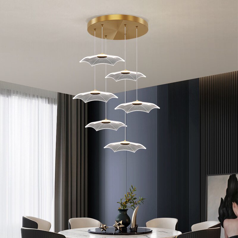 Lotus Leaf Staircase Chandelier – Luxury Pendant Light for Grand Staircases-MinimalisticDecor.com