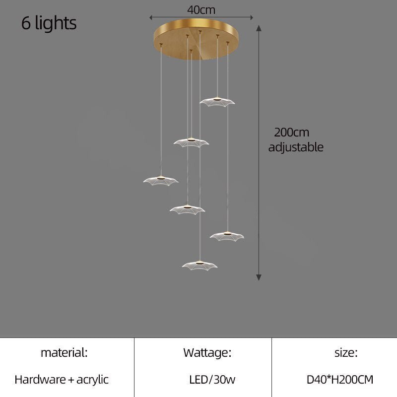 Lotus Leaf Staircase Chandelier – Luxury Pendant Light for Grand Staircases-MinimalisticDecor.com