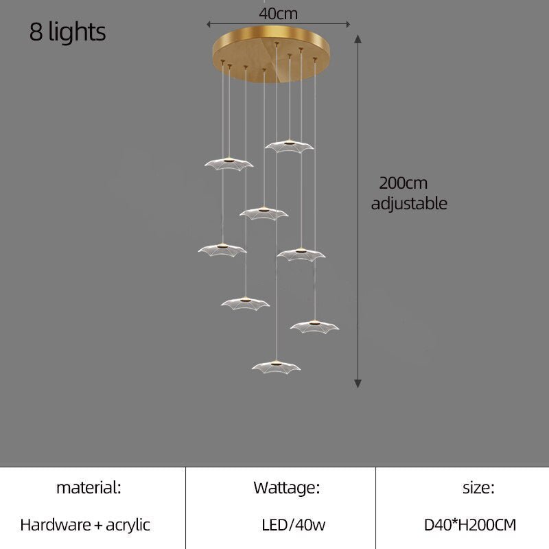 Lotus Leaf Staircase Chandelier – Luxury Pendant Light for Grand Staircases-MinimalisticDecor.com