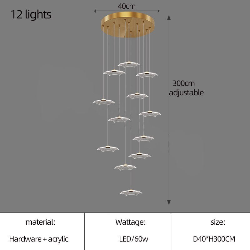 Lotus Leaf Staircase Chandelier – Luxury Pendant Light for Grand Staircases-MinimalisticDecor.com