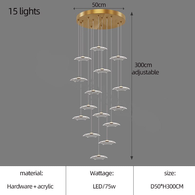 Lotus Leaf Staircase Chandelier – Luxury Pendant Light for Grand Staircases-MinimalisticDecor.com