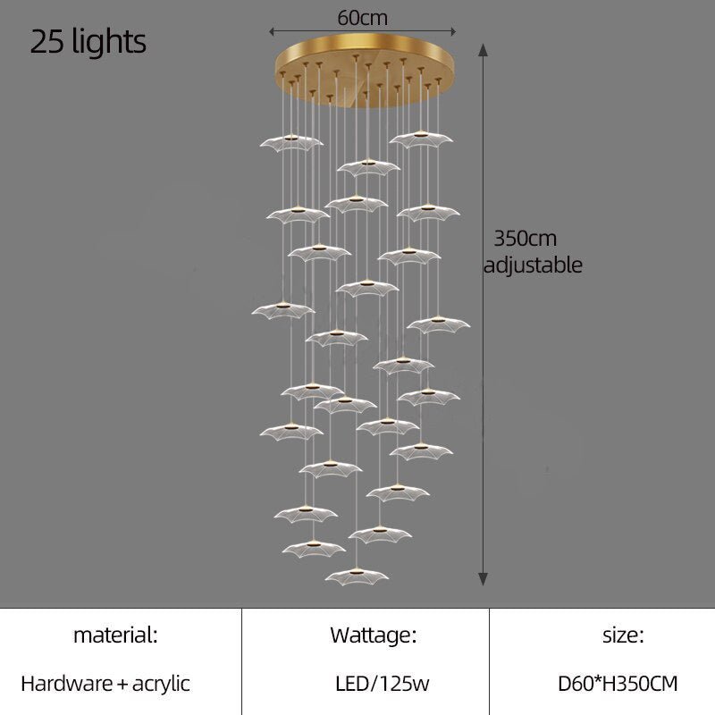 Lotus Leaf Staircase Chandelier – Luxury Pendant Light for Grand Staircases-MinimalisticDecor.com