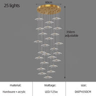Lotus Leaf Staircase Chandelier – Luxury Pendant Light for Grand Staircases-MinimalisticDecor.com