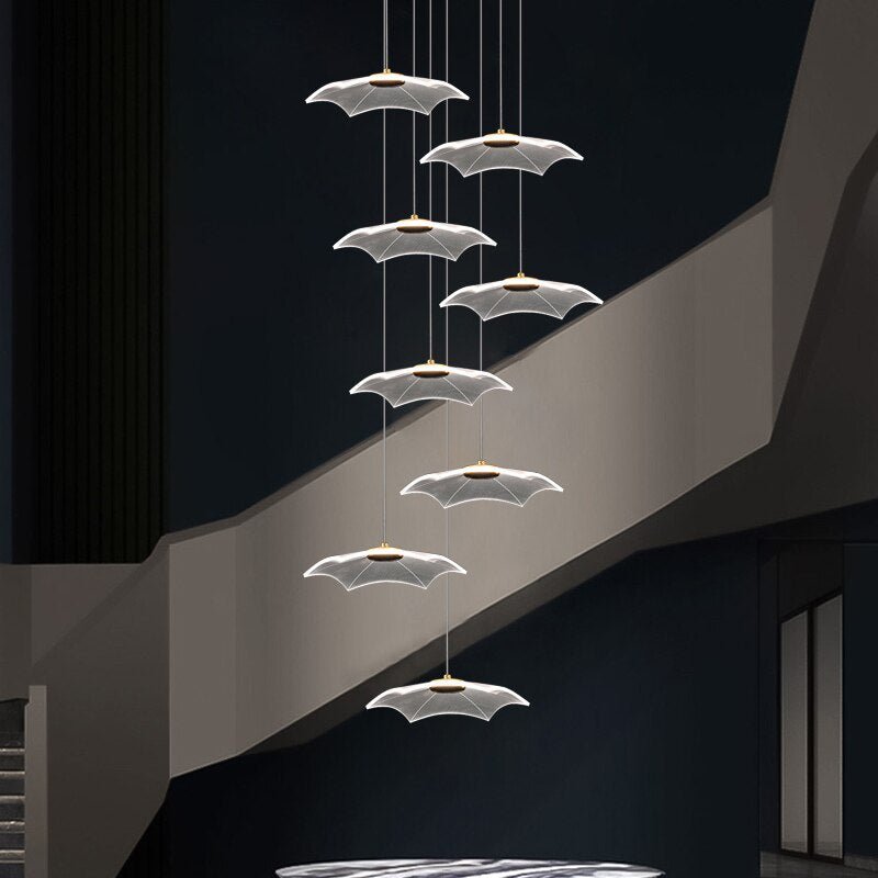 Lotus Leaf Staircase Chandelier – Luxury Pendant Light for Grand Staircases-MinimalisticDecor.com