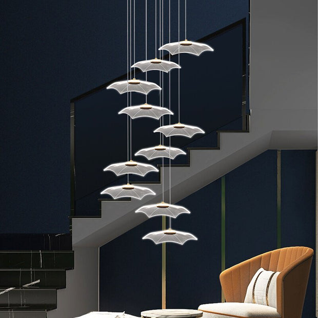 Lotus Leaf Staircase Chandelier – Luxury Pendant Light for Grand Staircases-MinimalisticDecor.com