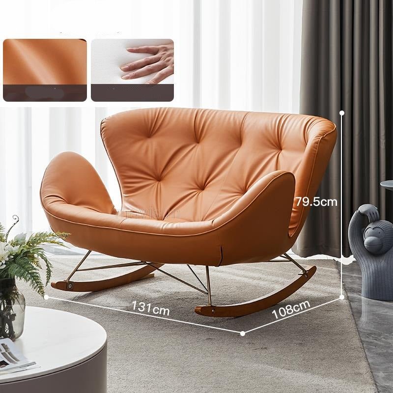 Lounge Rocking Chair - Leather Rocking Chair-MinimalisticDecor.com
