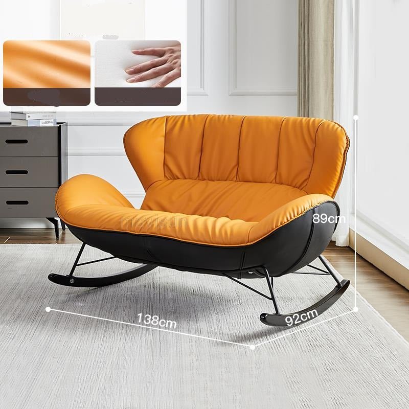 Lounge Rocking Chair - Leather Rocking Chair-MinimalisticDecor.com