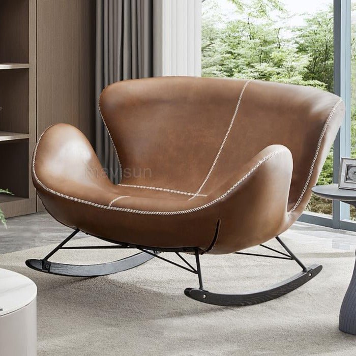 Lounge Rocking Chair - Leather Rocking Chair-MinimalisticDecor.com