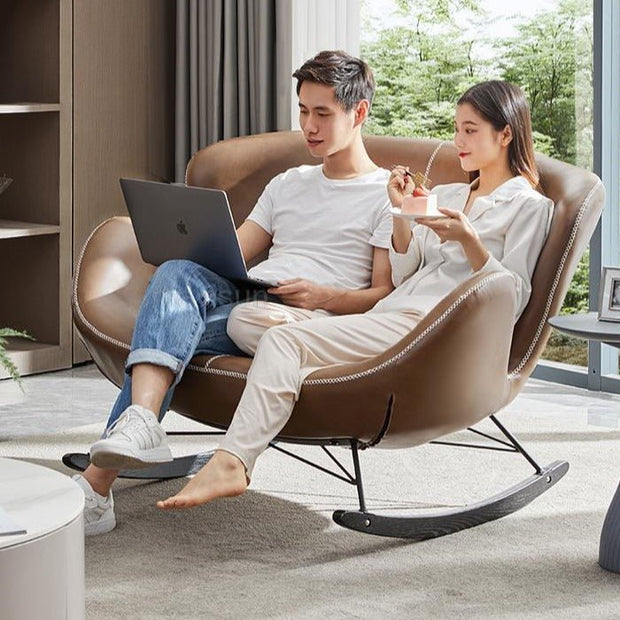 Lounge Rocking Chair - Leather Rocking Chair-MinimalisticDecor.com