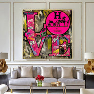 Love Graffiti Pink Hermes Wall Art-MinimalisticDecor.com