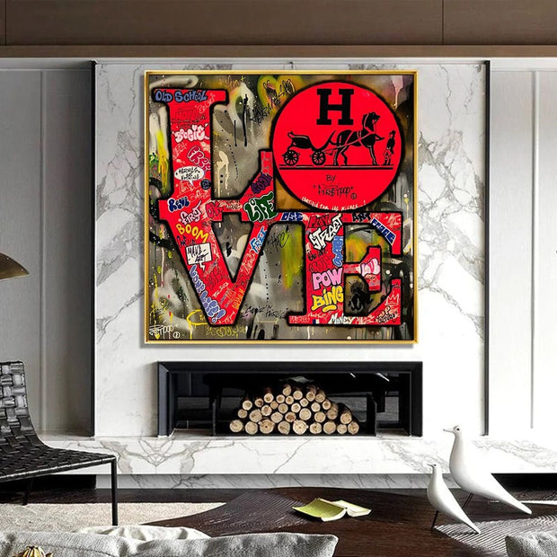 Love Graffiti Red Hermes Wall Art-MinimalisticDecor.com