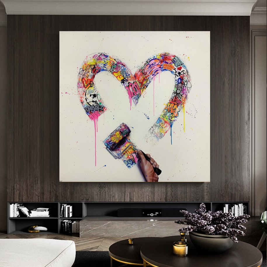 Love Heart Graffiti Canvas Wall Art-MinimalisticDecor.com