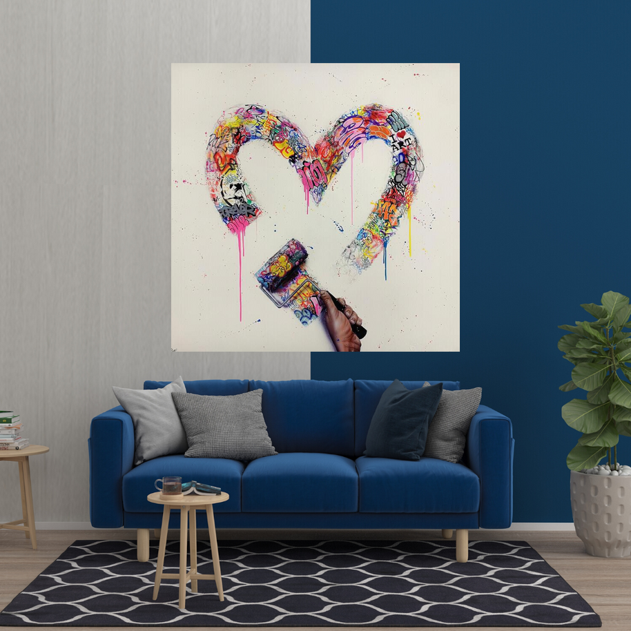 Love Heart Graffiti Canvas Wall Art-MinimalisticDecor.com