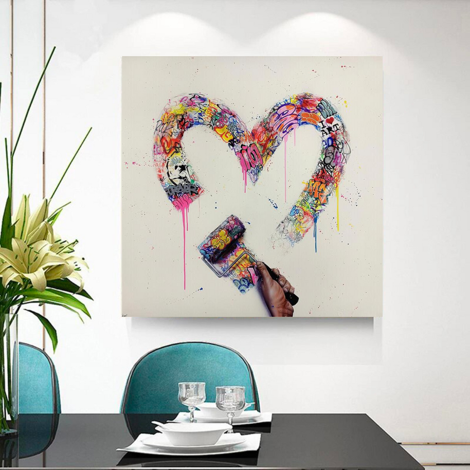 Love Heart Graffiti Canvas Wall Art-MinimalisticDecor.com