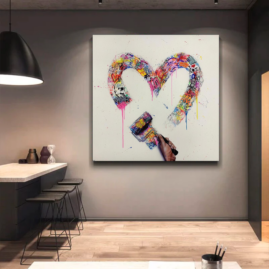 Love Heart Graffiti Canvas Wall Art-MinimalisticDecor.com