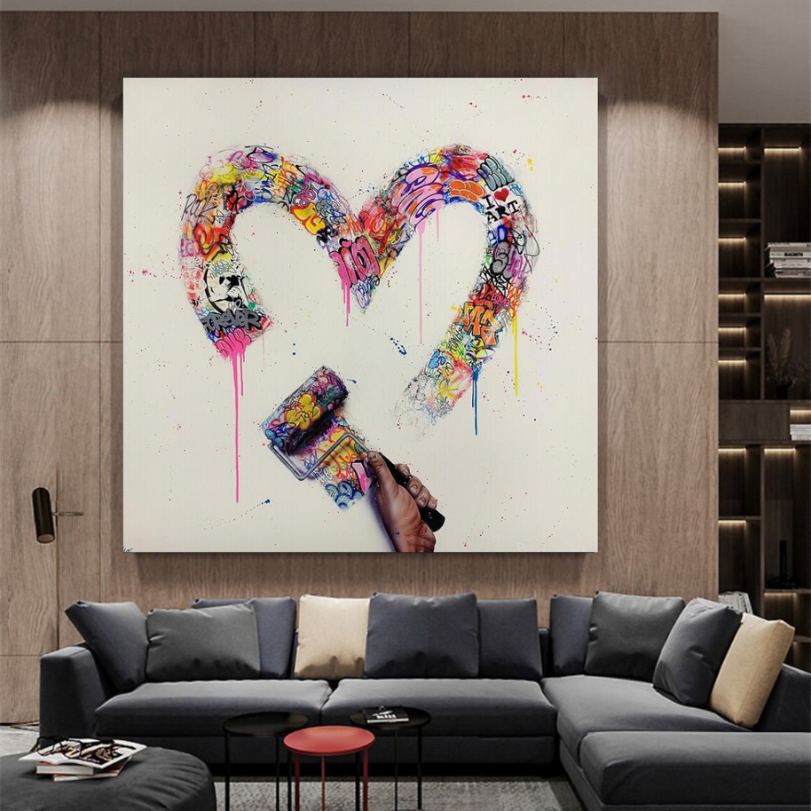 Love Heart Graffiti Canvas Wall Art-MinimalisticDecor.com