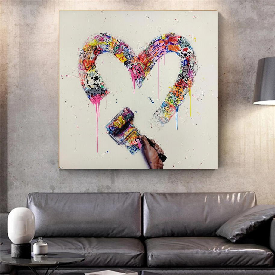 Love Heart Graffiti Canvas Wall Art-MinimalisticDecor.com