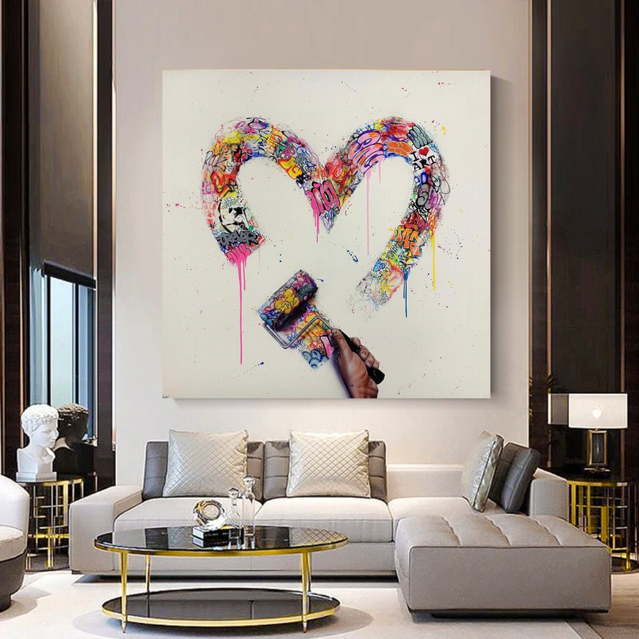 Love Heart Graffiti Canvas Wall Art-MinimalisticDecor.com