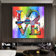 Love Rainbow Graffiti Canvas Wall Art-MinimalisticDecor.com