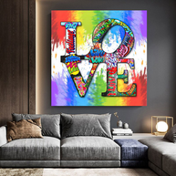 Love Rainbow Graffiti Canvas Wall Art-MinimalisticDecor.com