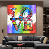 Love Rainbow Graffiti Canvas Wall Art-MinimalisticDecor.com