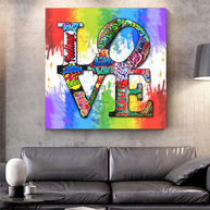 Love Rainbow Graffiti Canvas Wall Art-MinimalisticDecor.com