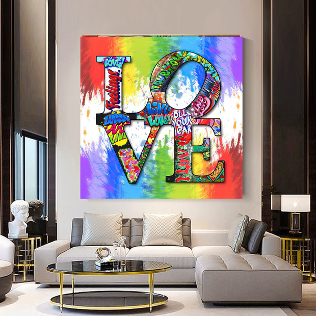 Love Rainbow Graffiti Canvas Wall Art-MinimalisticDecor.com