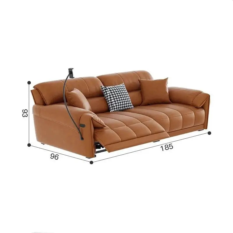 Loveseat Italian Genuine Leather Recliner Sofa-MinimalisticDecor.com