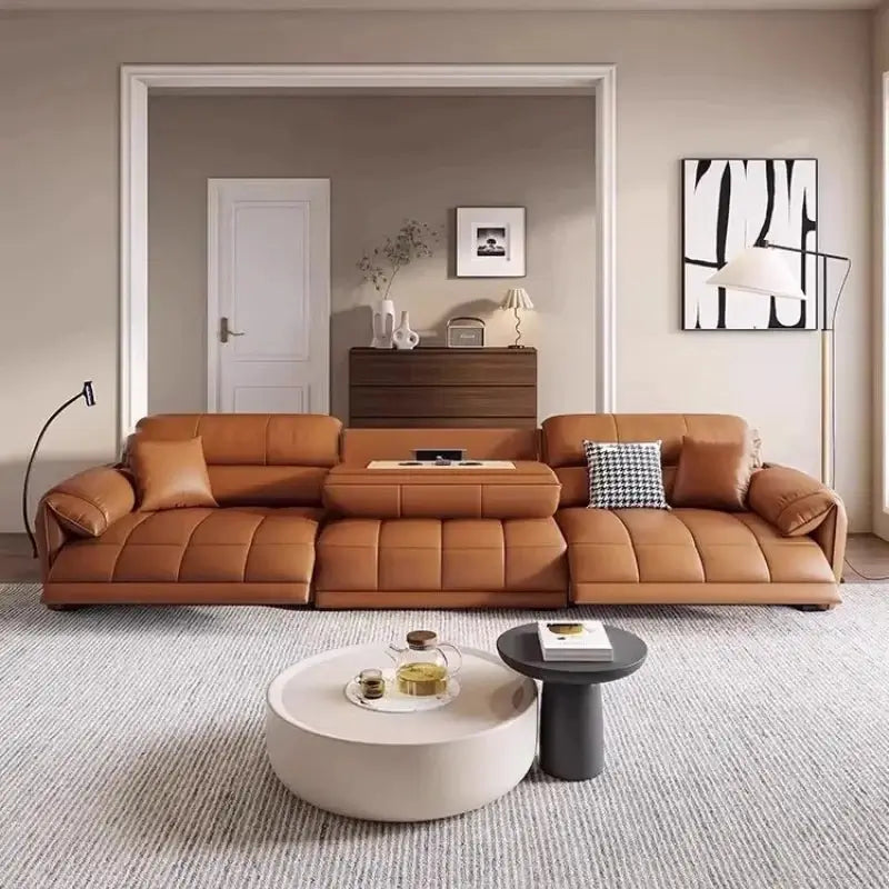 Loveseat Italian Genuine Leather Recliner Sofa-MinimalisticDecor.com