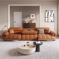 Loveseat Italian Genuine Leather Recliner Sofa-MinimalisticDecor.com