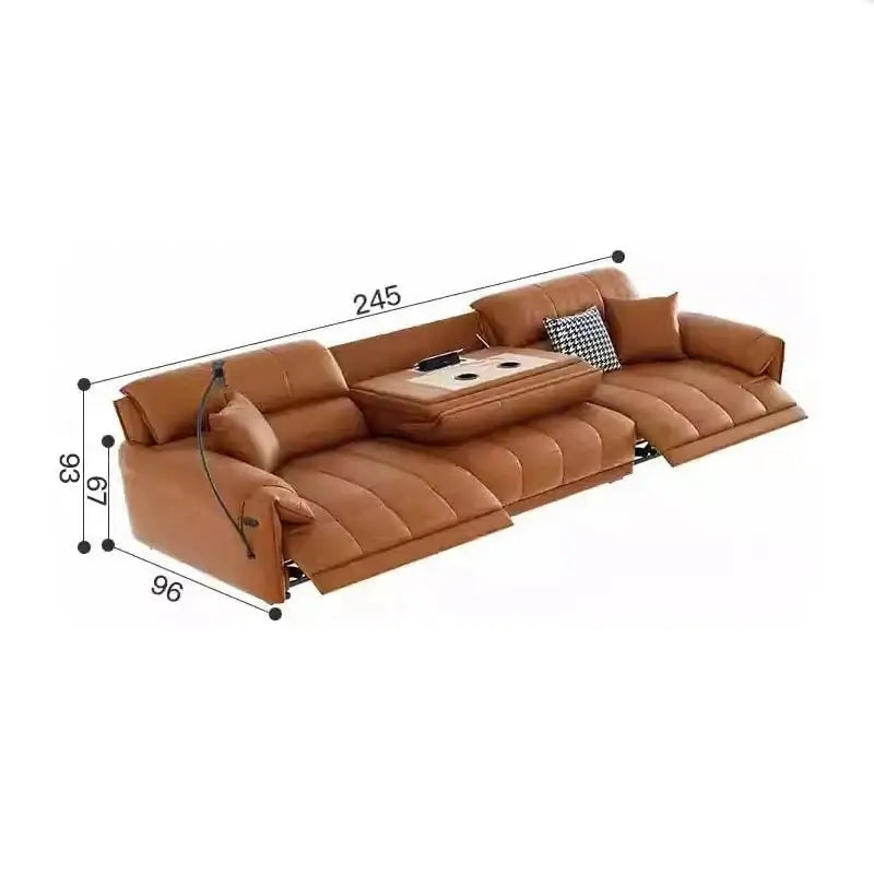 Loveseat Italian Genuine Leather Recliner Sofa-MinimalisticDecor.com