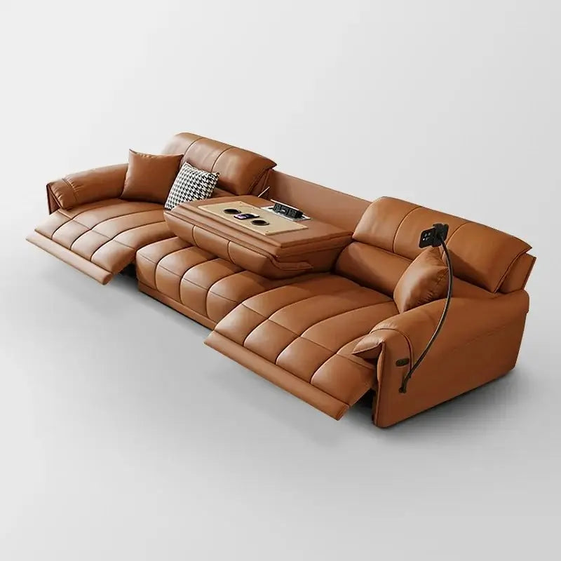 Loveseat Italian Genuine Leather Recliner Sofa-MinimalisticDecor.com