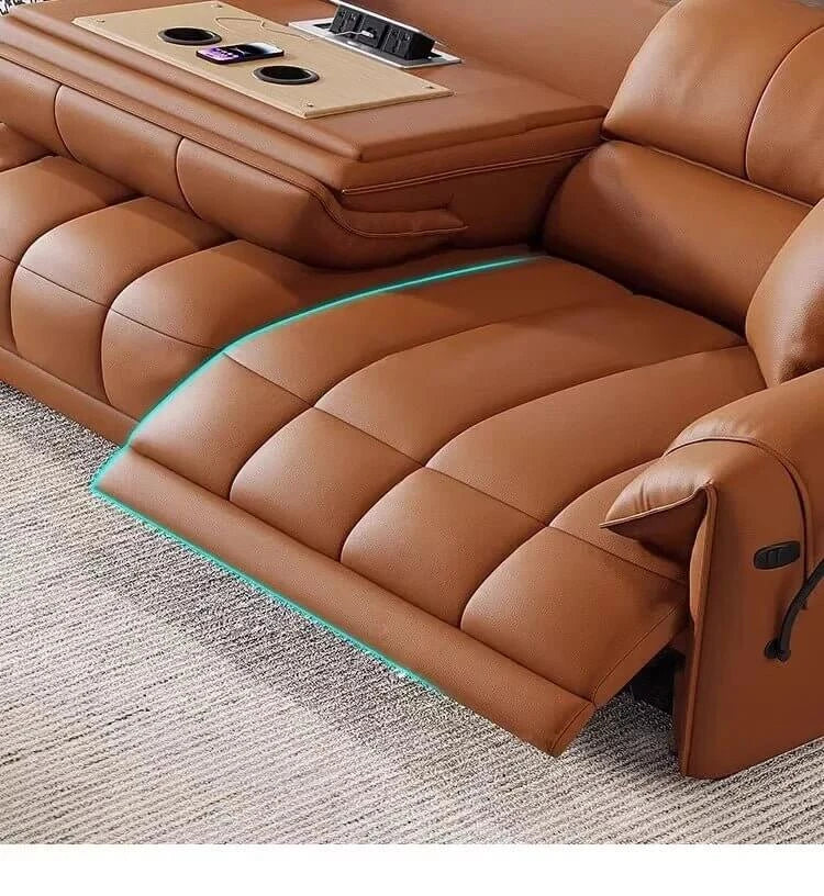Loveseat Italian Genuine Leather Recliner Sofa-MinimalisticDecor.com