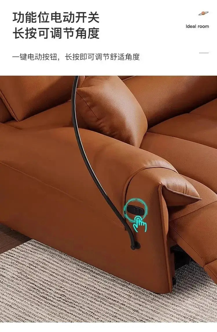 Loveseat Italian Genuine Leather Recliner Sofa-MinimalisticDecor.com