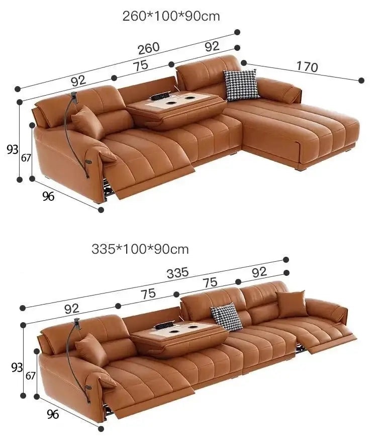 Loveseat Italian Genuine Leather Recliner Sofa-MinimalisticDecor.com