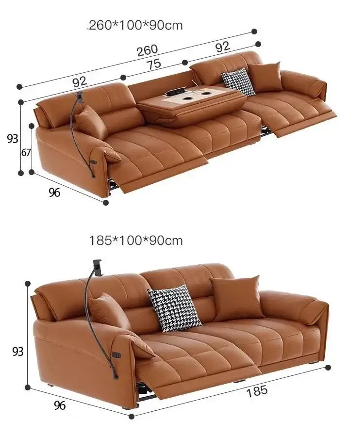 Loveseat Italian Genuine Leather Recliner Sofa-MinimalisticDecor.com