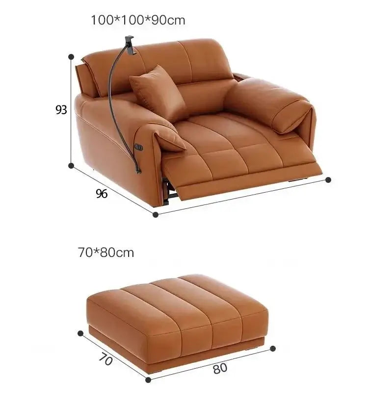 Loveseat Italian Genuine Leather Recliner Sofa-MinimalisticDecor.com