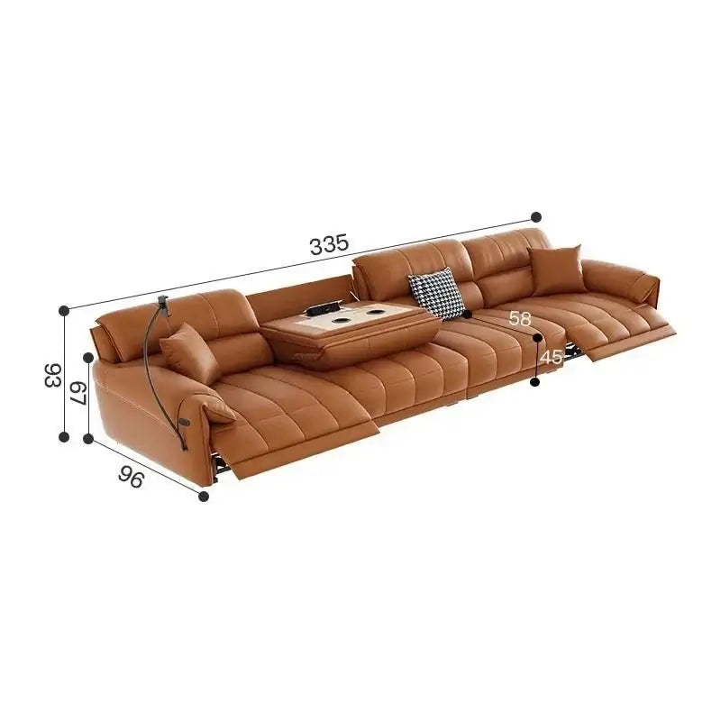 Loveseat Italian Genuine Leather Recliner Sofa-MinimalisticDecor.com