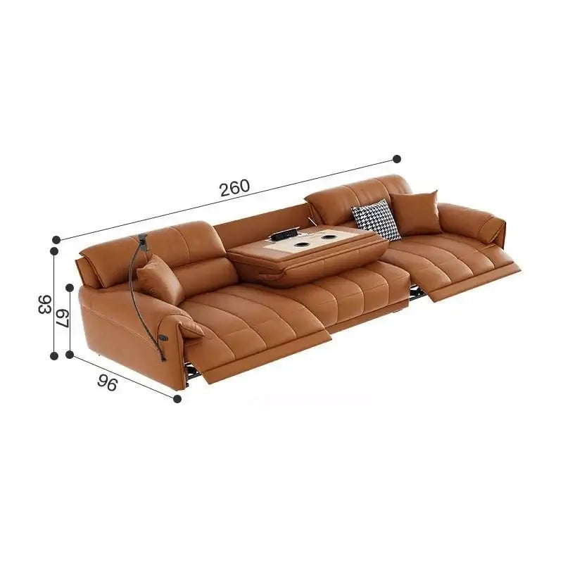 Loveseat Italian Genuine Leather Recliner Sofa-MinimalisticDecor.com