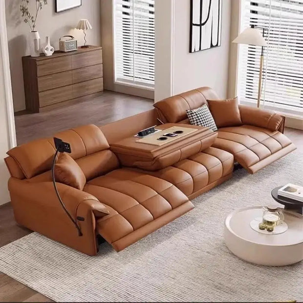 Loveseat Italian Genuine Leather Recliner Sofa-MinimalisticDecor.com