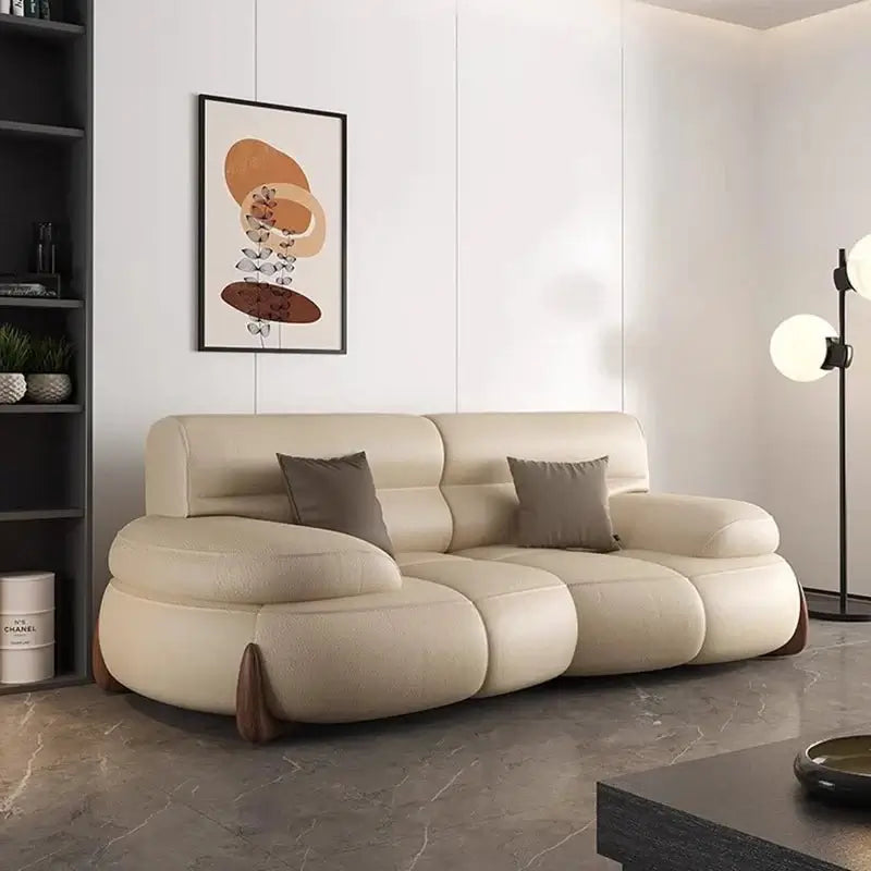 Luxury Cow Hide Leather Sectional Sofa Set-MinimalisticDecor.com