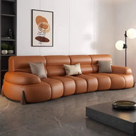 Luxury Cow Hide Leather Sectional Sofa Set-MinimalisticDecor.com