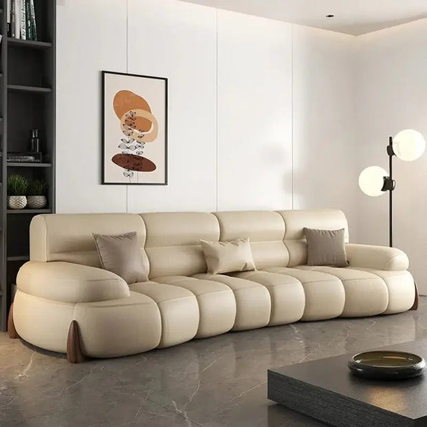 Luxury Cow Hide Leather Sectional Sofa Set-MinimalisticDecor.com