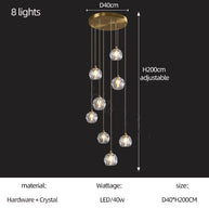 Luxury Crystal Globes Stair Chandelier – Elegant LED Pendant with Plated Finish-MinimalisticDecor.com