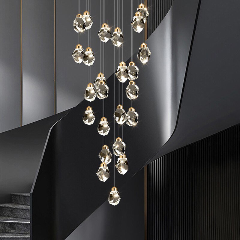 Luxury Crystal Staircase Chandelier with LED Lights-MinimalisticDecor.com