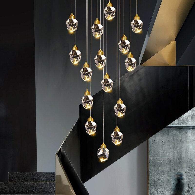 Luxury Crystal Staircase Chandelier with LED Lights-MinimalisticDecor.com