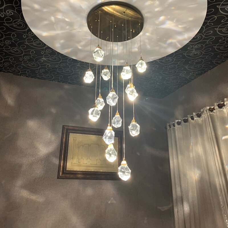 Luxury Crystal Staircase Chandelier with LED Lights-MinimalisticDecor.com