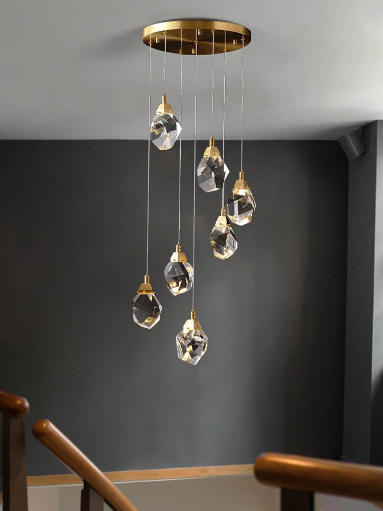 Luxury Crystal Staircase Chandelier with LED Lights-MinimalisticDecor.com
