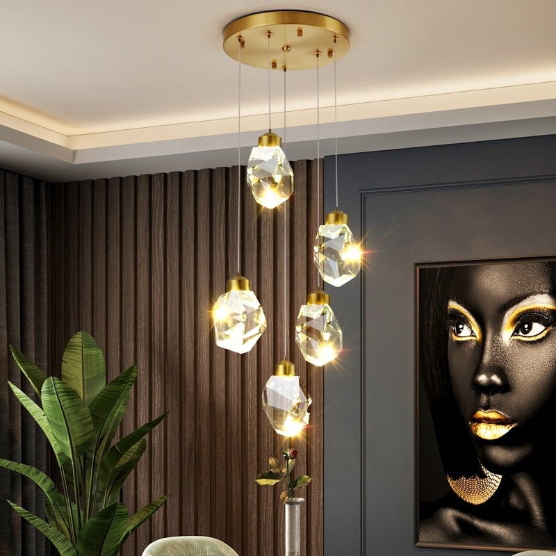 Luxury Crystal Staircase Chandelier with LED Lights-MinimalisticDecor.com