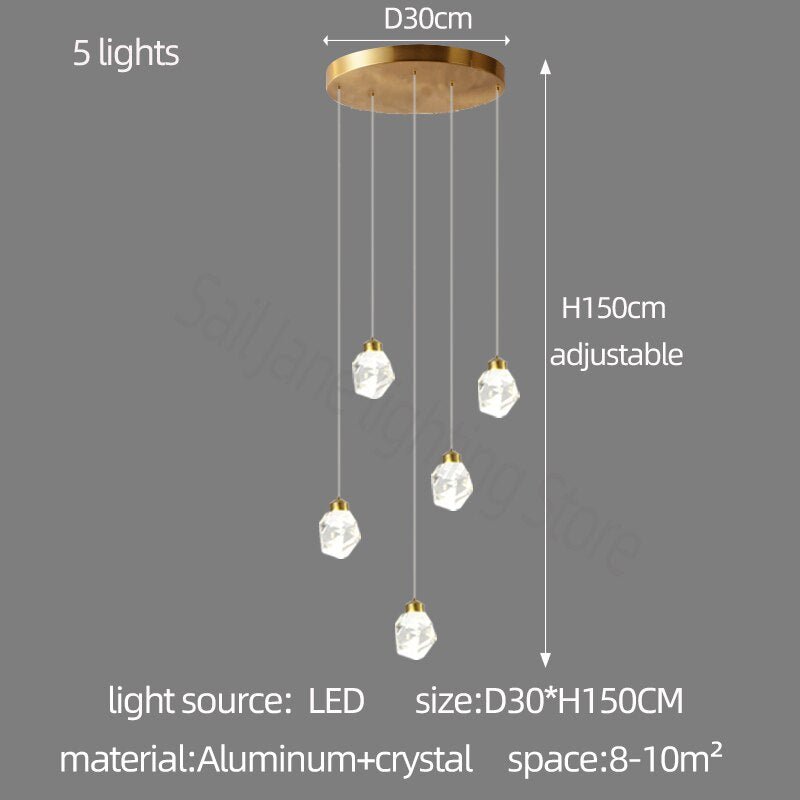 Luxury Crystal Staircase Chandelier with LED Lights-MinimalisticDecor.com